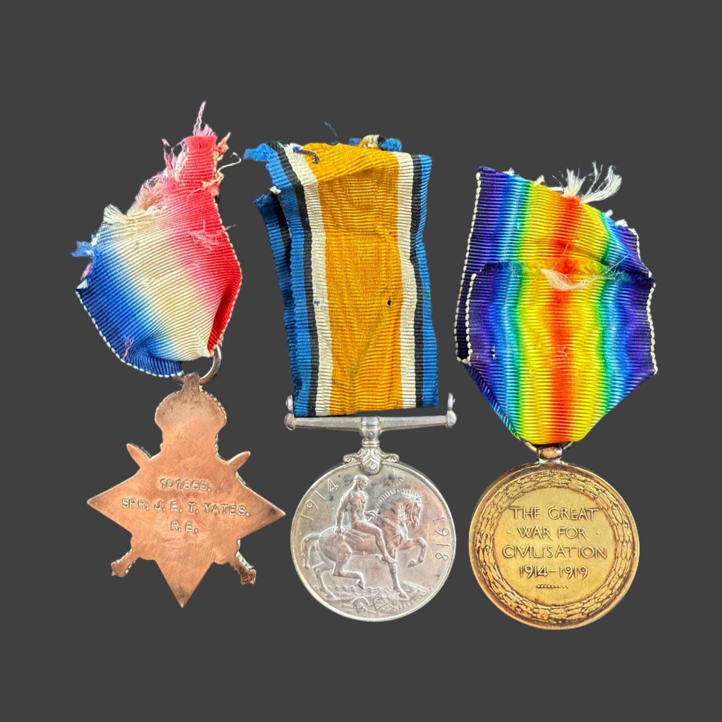 WWI - 1914-15 Medal Trio to Royal Engineers - Yates - SWB