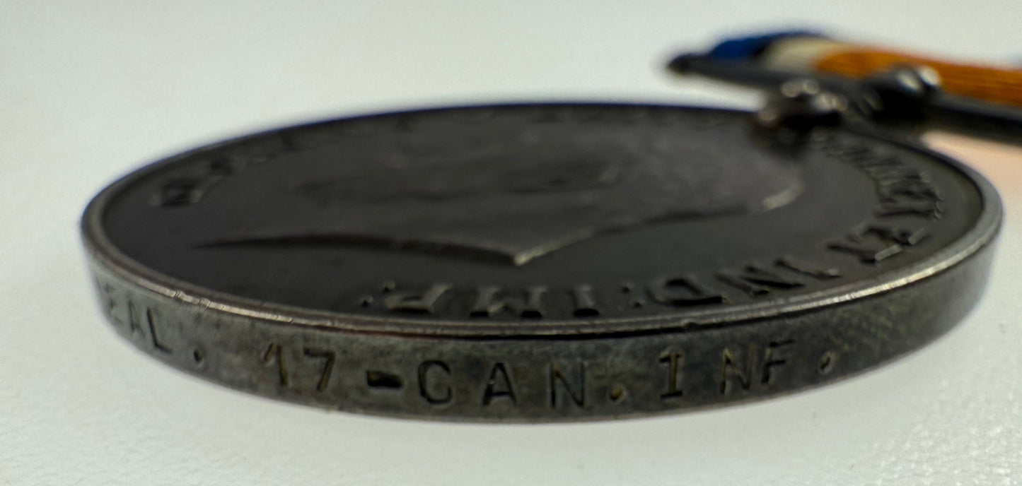 WWI British War Medal - 17th Canadian Infantry Battalion - McNeal