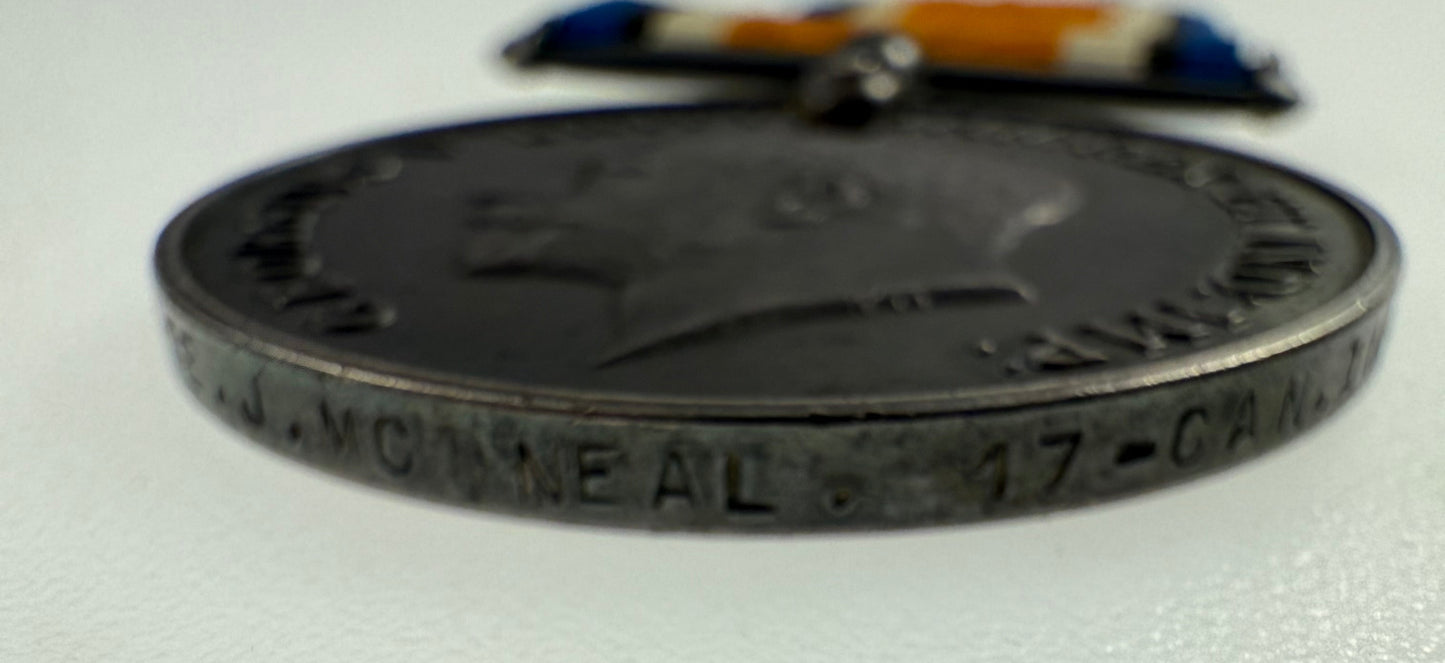 WWI British War Medal - 17th Canadian Infantry Battalion - McNeal