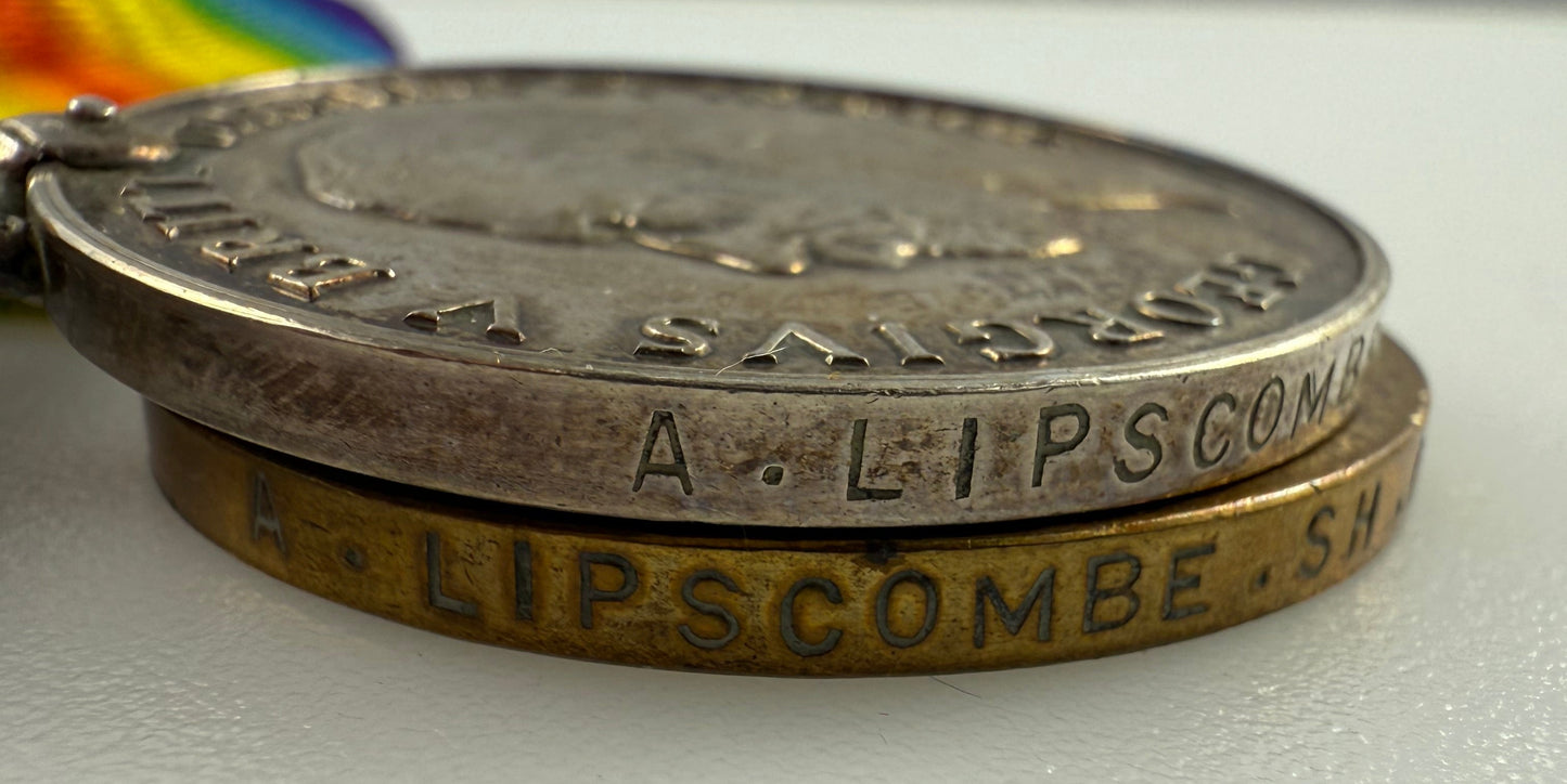 WWI - 1914-15 Medal Trio to Royal Naval Canadian Volunteer Reserve (RNCVR) - HMCS Niobe - Lipscombe