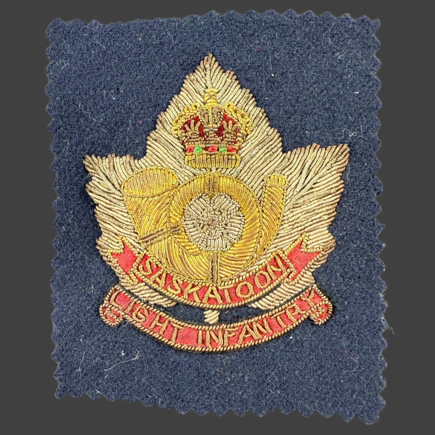 Canadian WWII Period - Saksatoon Light Infantry - Blazer Badge - Bullion Embroidered