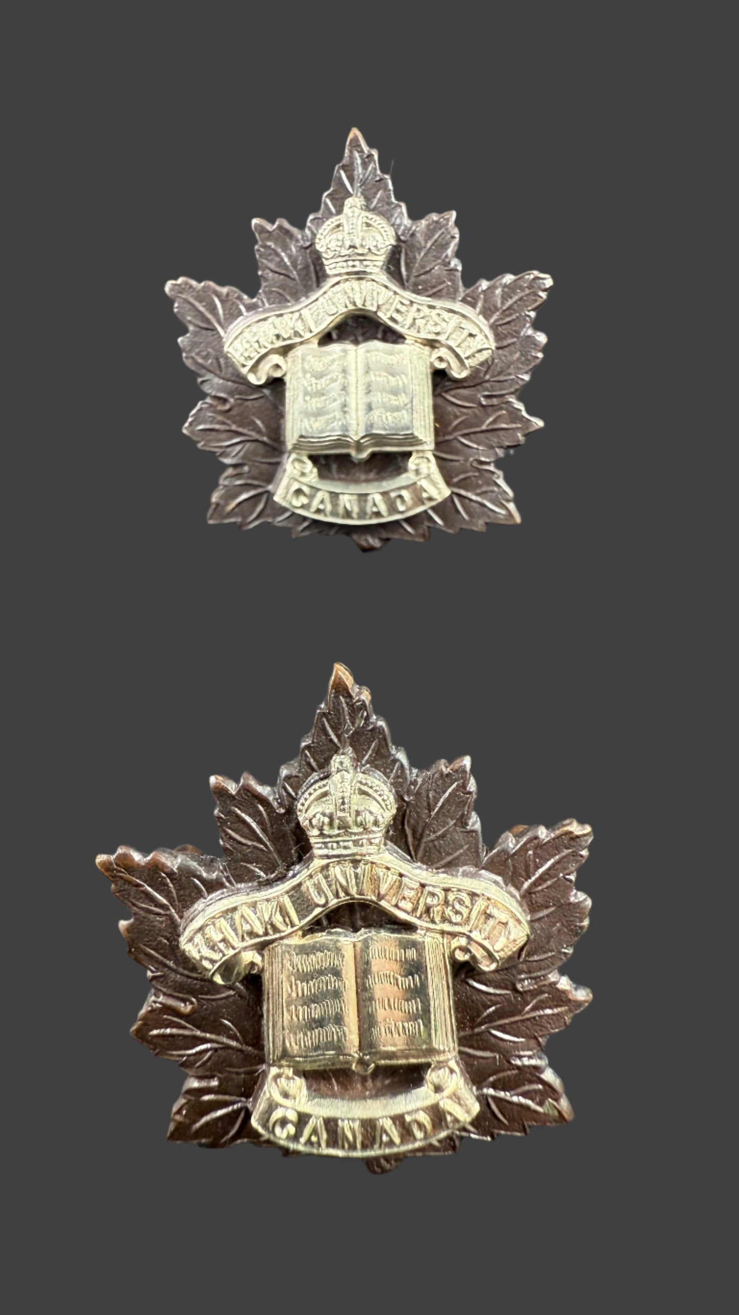 WWI - CEF Khaki University Collar Badges