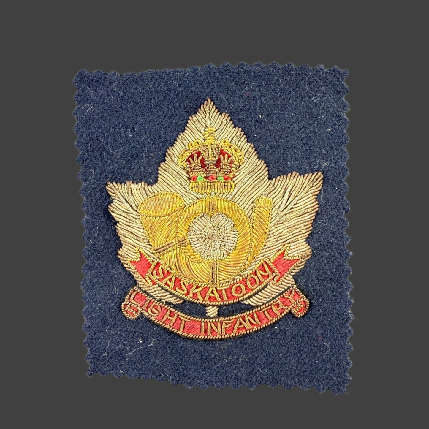 Canadian WWII Period - Saksatoon Light Infantry - Blazer Badge - Bullion Embroidered