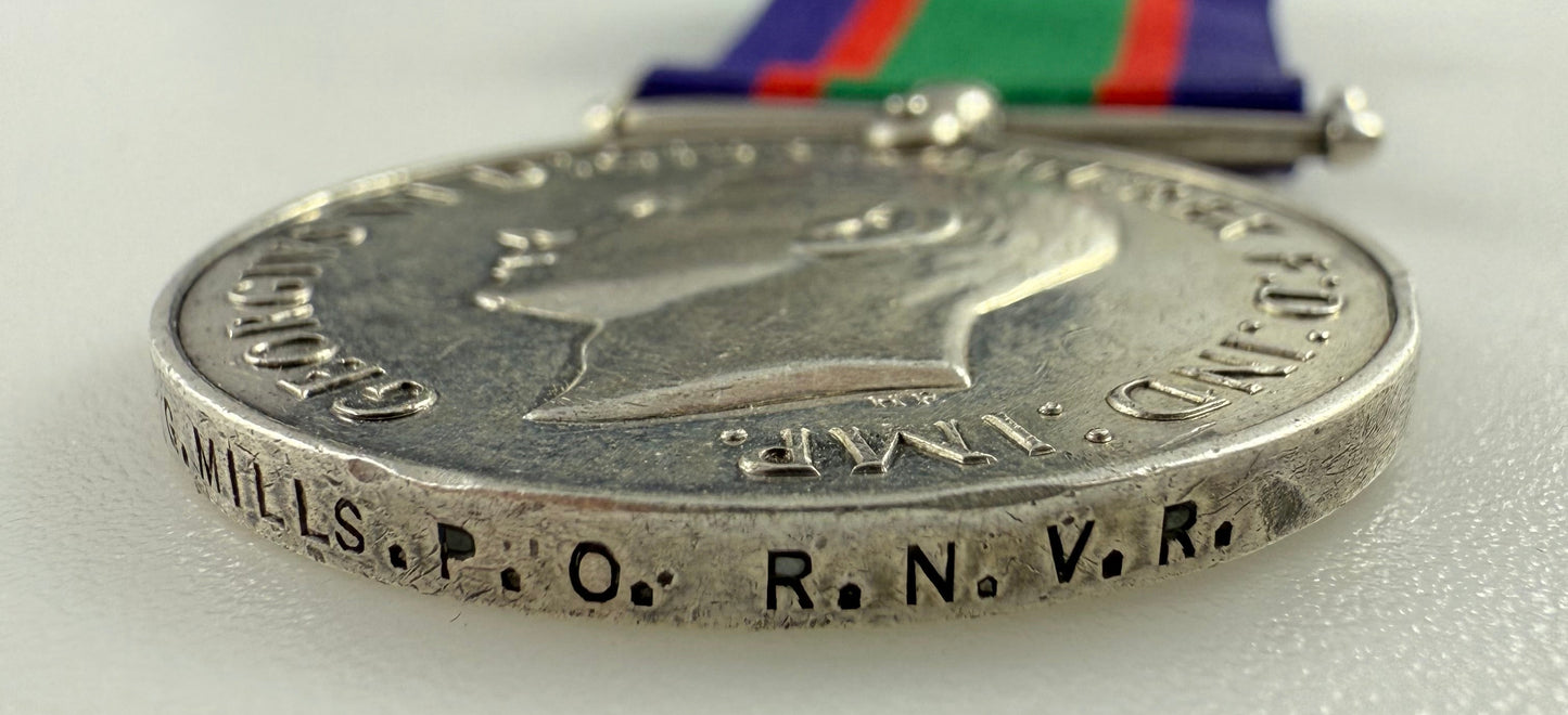 WWII - British - Royal Naval Volunteer Reserve (Ulster) - Long Service Medal Group - Mills