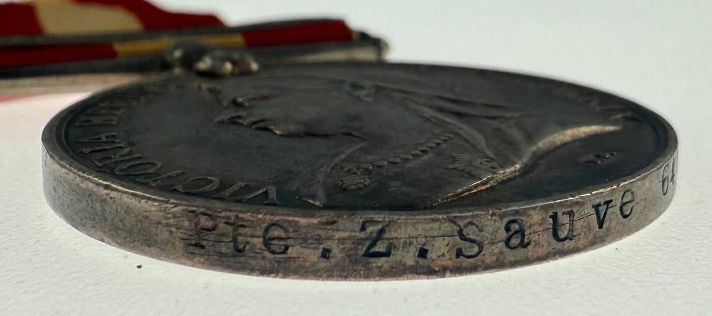 Victorian - Canada General Service Medal - Fenian Raid 1870 - 64th Battalion (Voltigeurs de Beauharnois) - Sauve