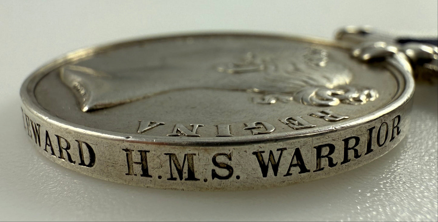 Victorian - Royal Navy Long Service and Good Conduct Medal - HMS Warrior - Clarke