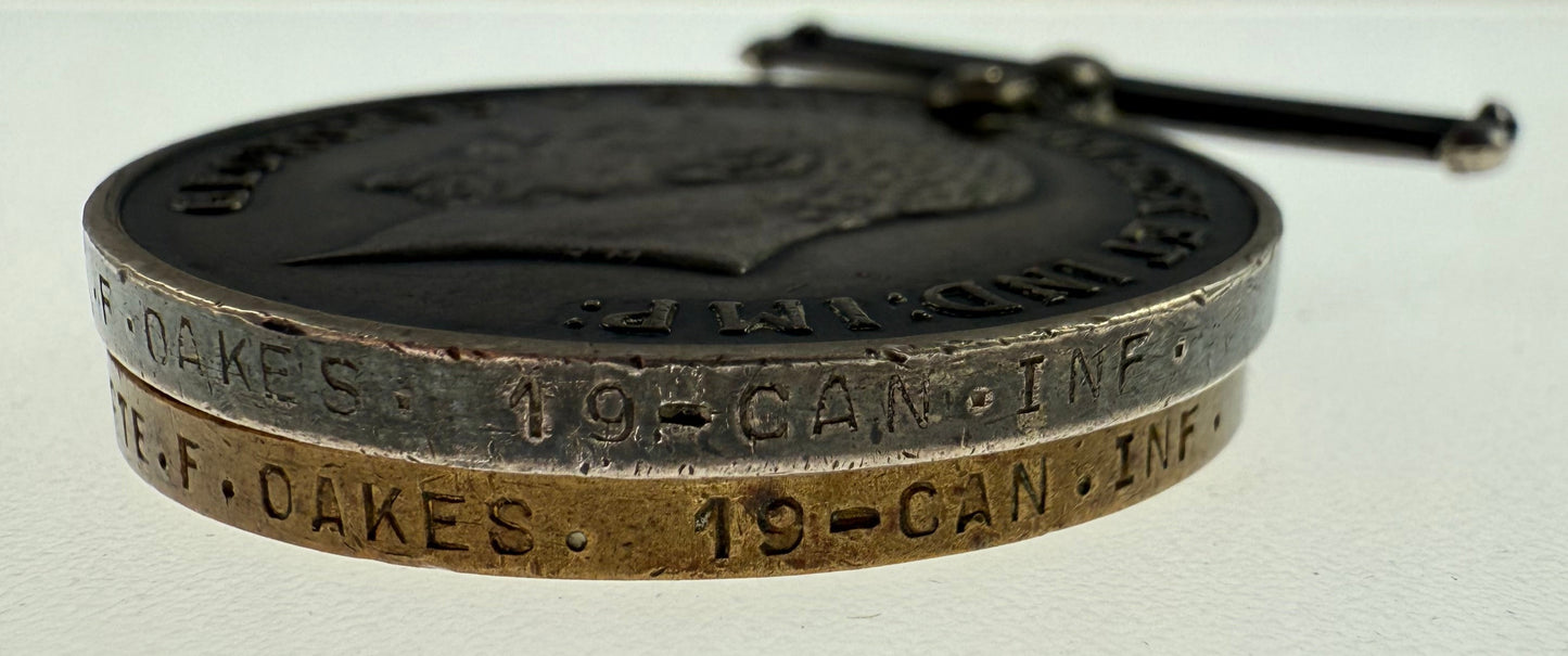 WWI Medal Pair to 19th Canadian Infantry Battalion - Oakes - Underage