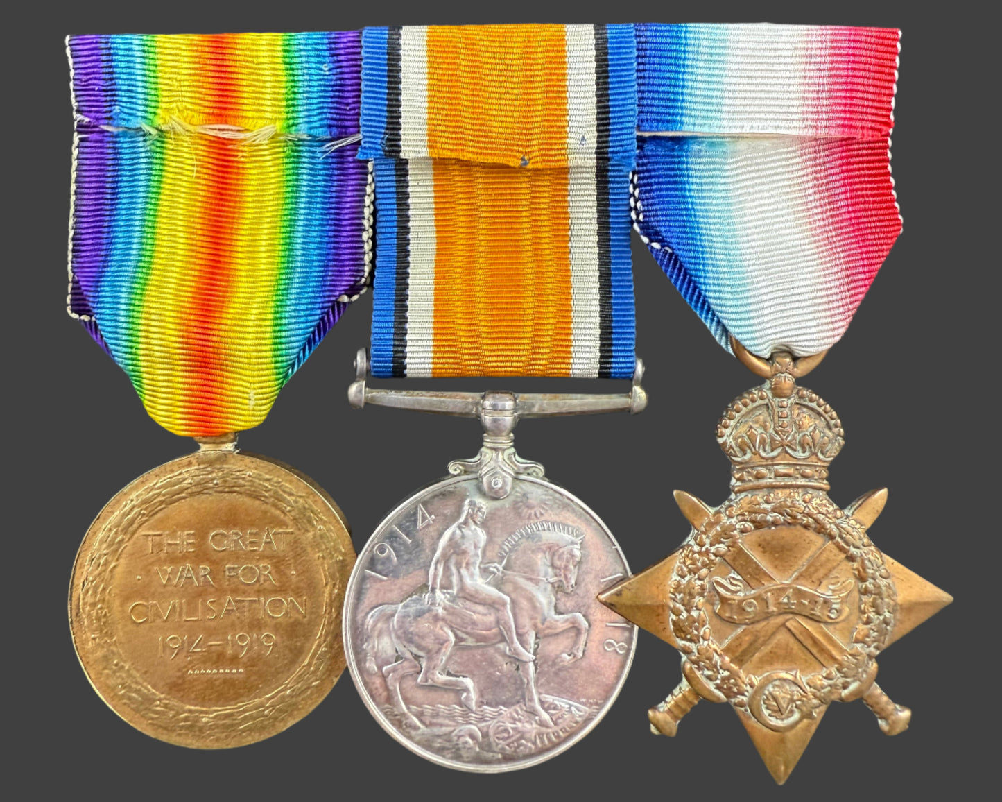 WWI - 1914-15 Medal Trio to Royal Naval Canadian Volunteer Reserve (RNCVR) - HMCS Niobe - Lipscombe