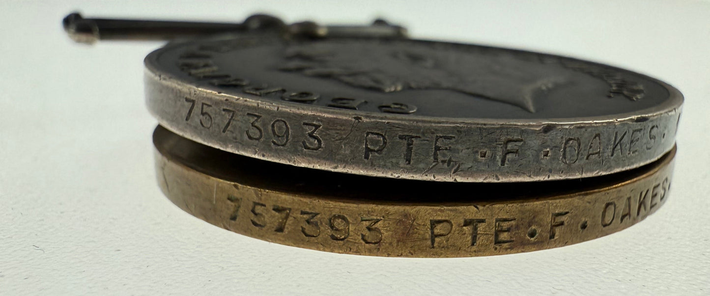 WWI Medal Pair to 19th Canadian Infantry Battalion - Oakes - Underage