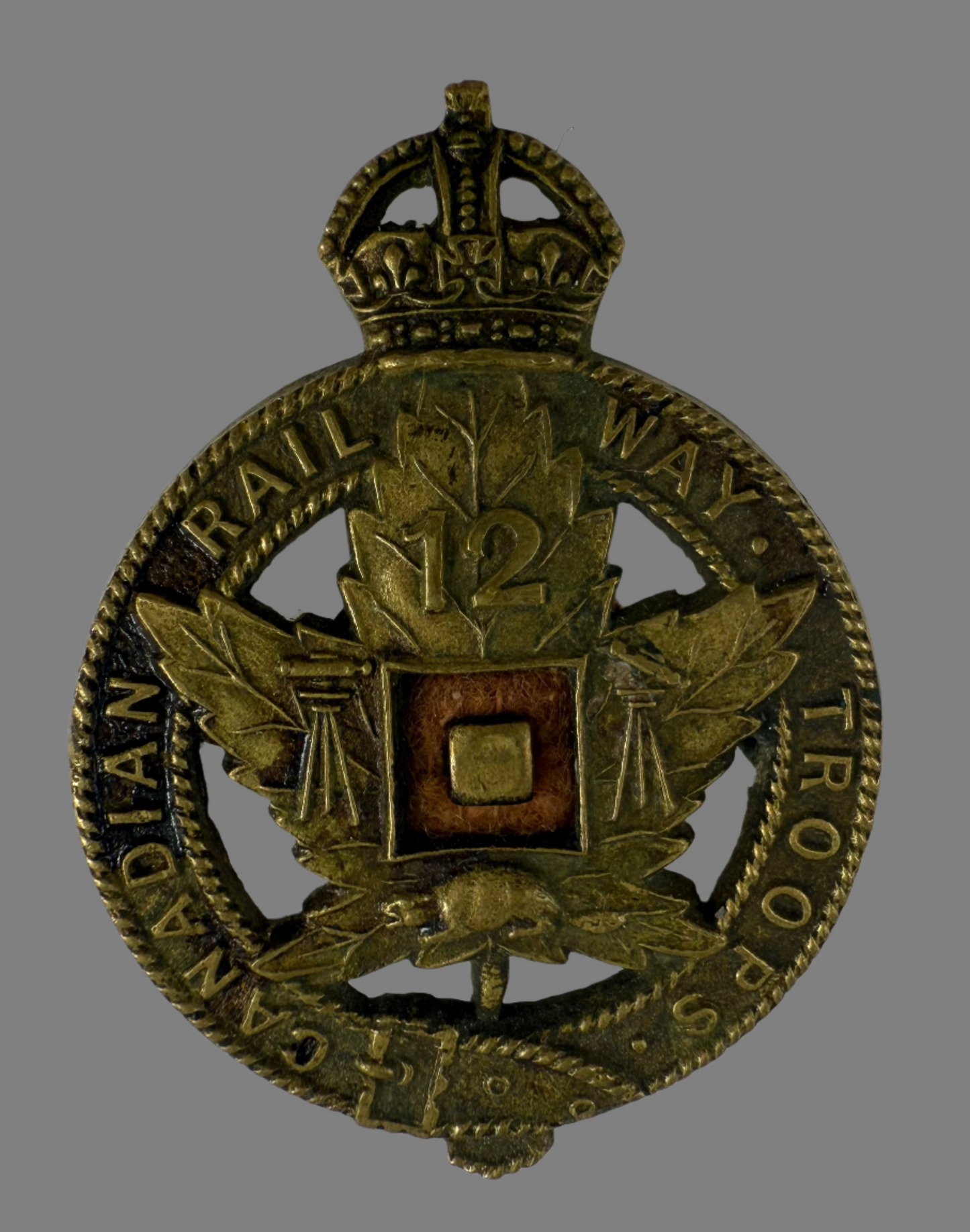 WWI - 12th Canadian Railway Troops Collar Badge