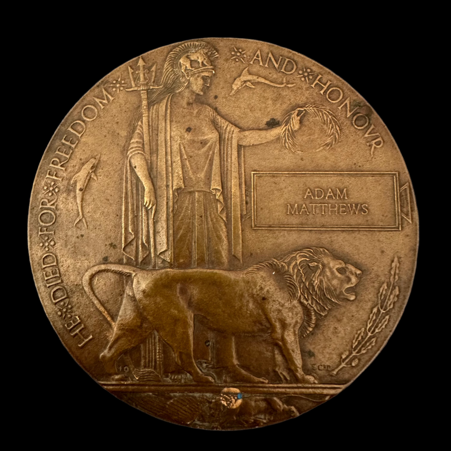 WWI Memorial Plaque - Matthews - 15th Battalion CEF - 48th Highlanders
