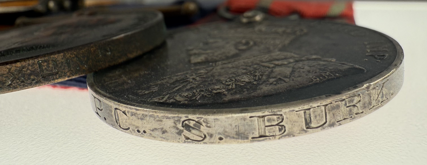 British Boer War / Police Medal Group - Royal Horse Artillery (Pom Poms) - Metropolitan Police - Burk