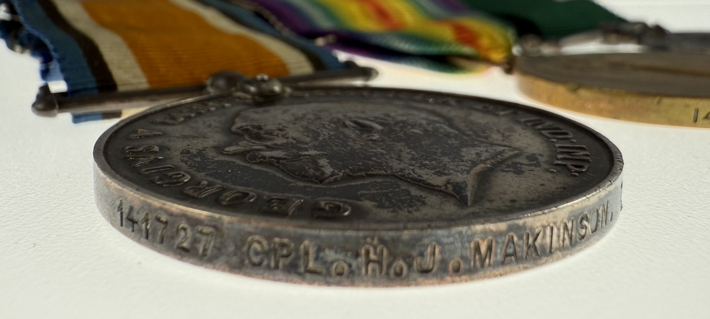 WWI - Double Long Service Medal Group to 76th Battalion / 2/10 Dragoons / Royal Hamilton Light Infantry - Makinson