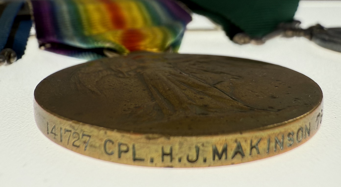 WWI - Double Long Service Medal Group to 76th Battalion / 2/10 Dragoons / Royal Hamilton Light Infantry - Makinson