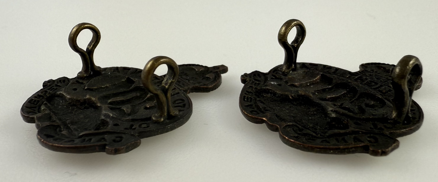 Canadian WWI - 201st Infantry Battalion (Toronto Light Infantry) Collar Badge Pair