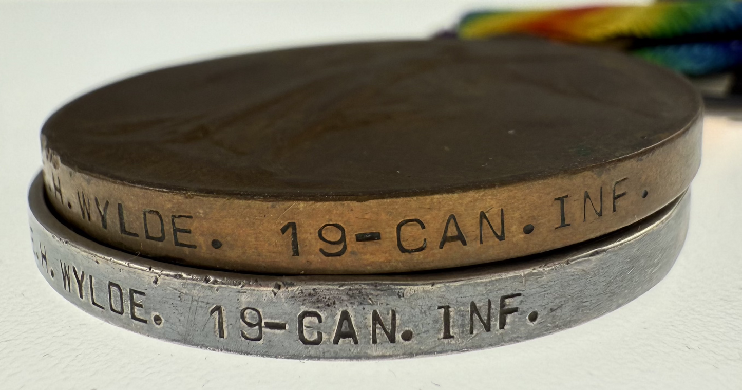 WWI Pair to 19th Canadian Infantry Battalion - Wylde - Vimy Ridge Casualty