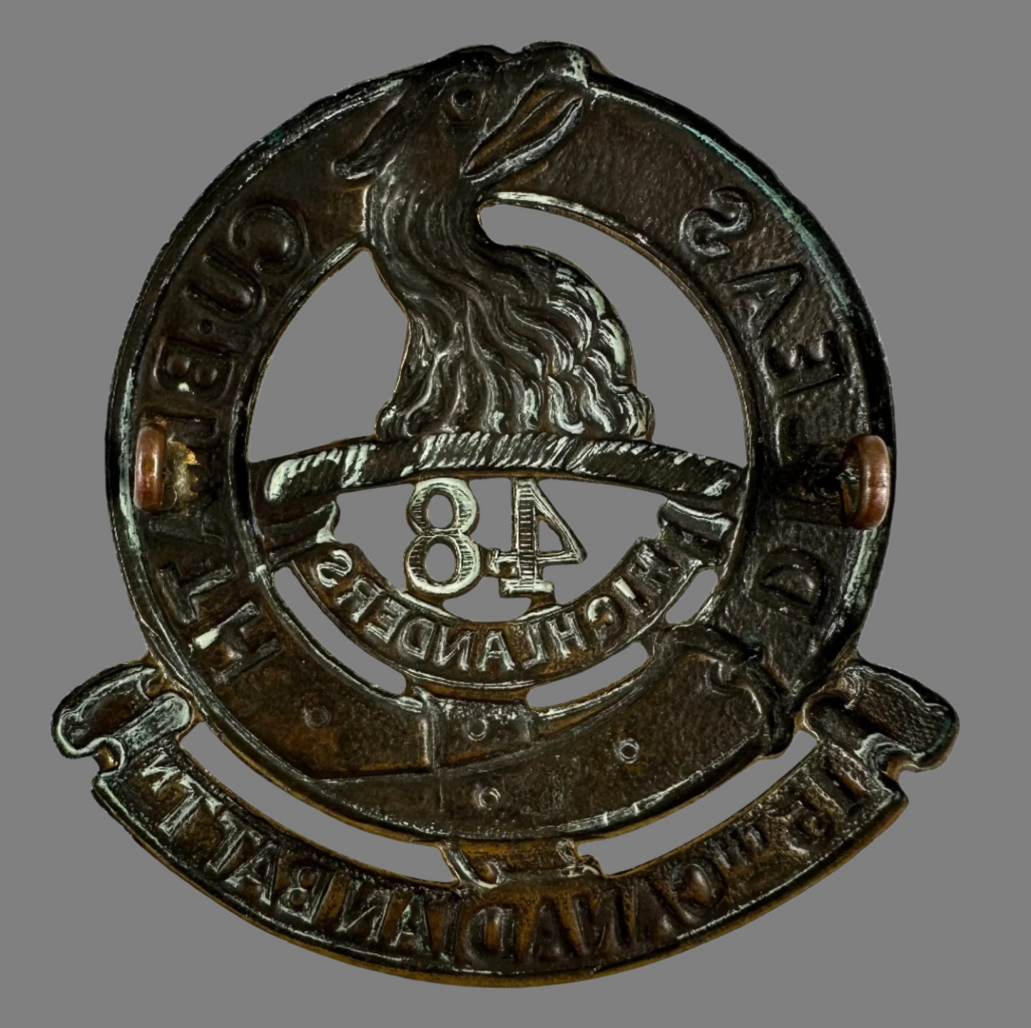 WWI - 15th Canadian Infantry Battalion (48th Highlanders of Canada) Cap Badge - Browning Copper