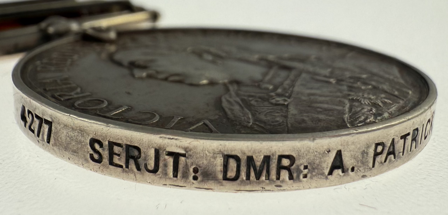 Queen's South Africa Medal - Worcestershire Regiment - Patrick - Sergeant Drummer