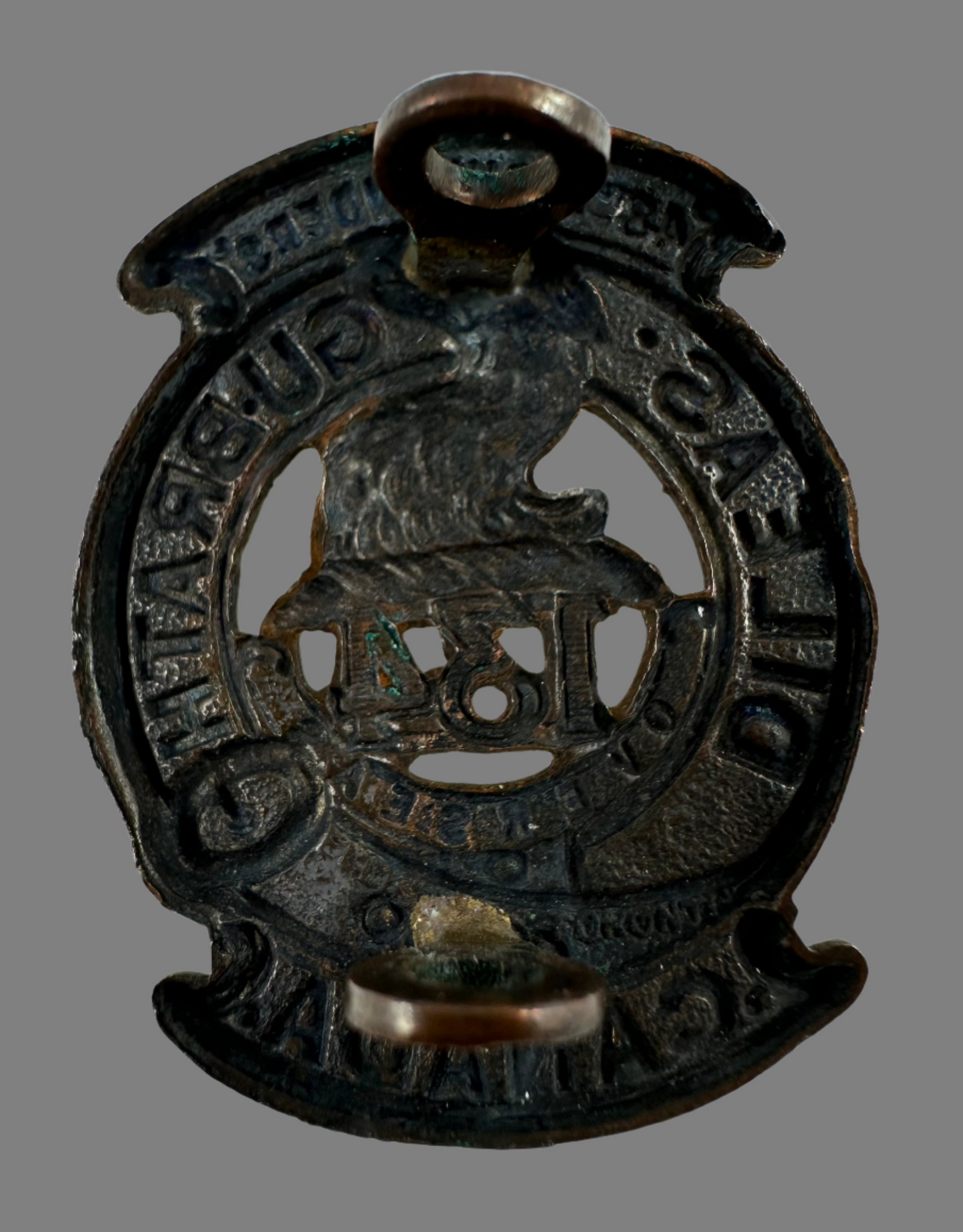 WWI - 134th Canadian Infantry Battalion (48th Highlanders) Collar Badge - Ellis - Browning Copper
