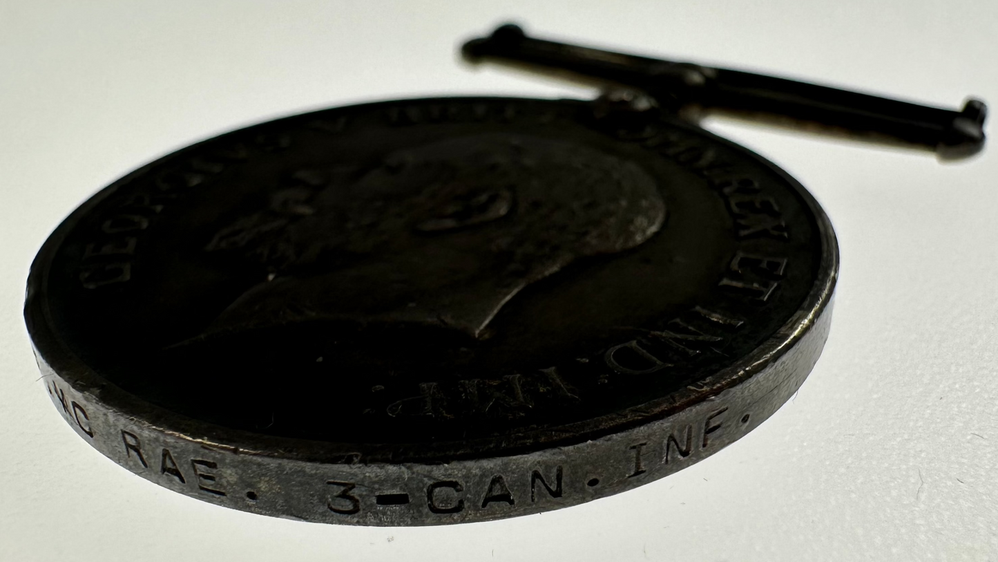 WWI British War Medal and Memorial Cross to 3rd Canadian Infantry Battalion - McRae - KIA