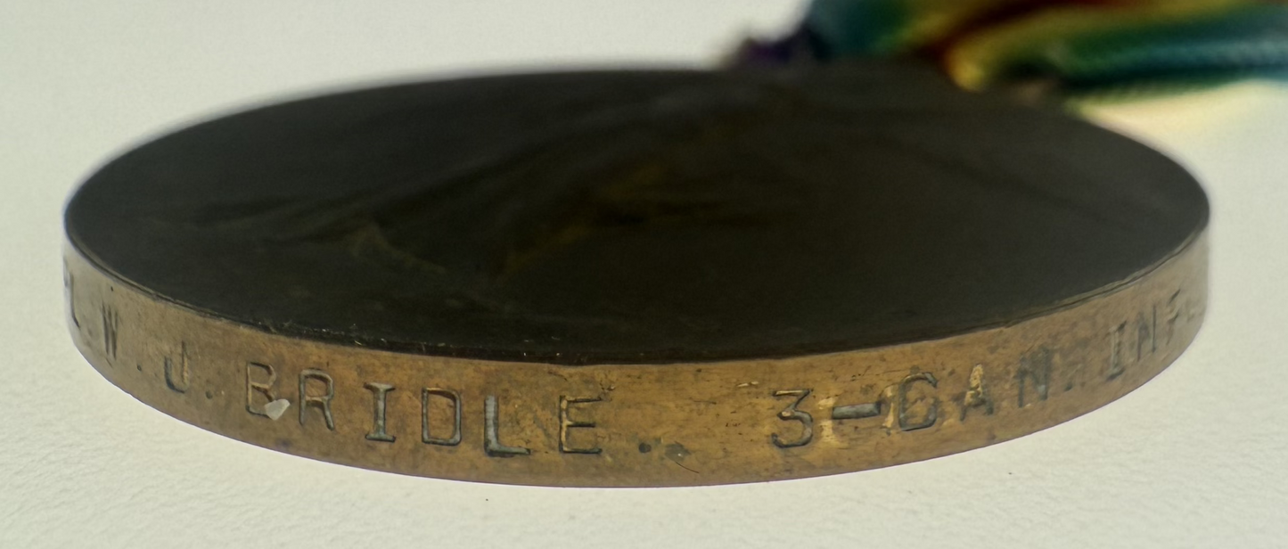 WWI Victory Medal - 3rd Canadian Infantry Battalion - Bridle