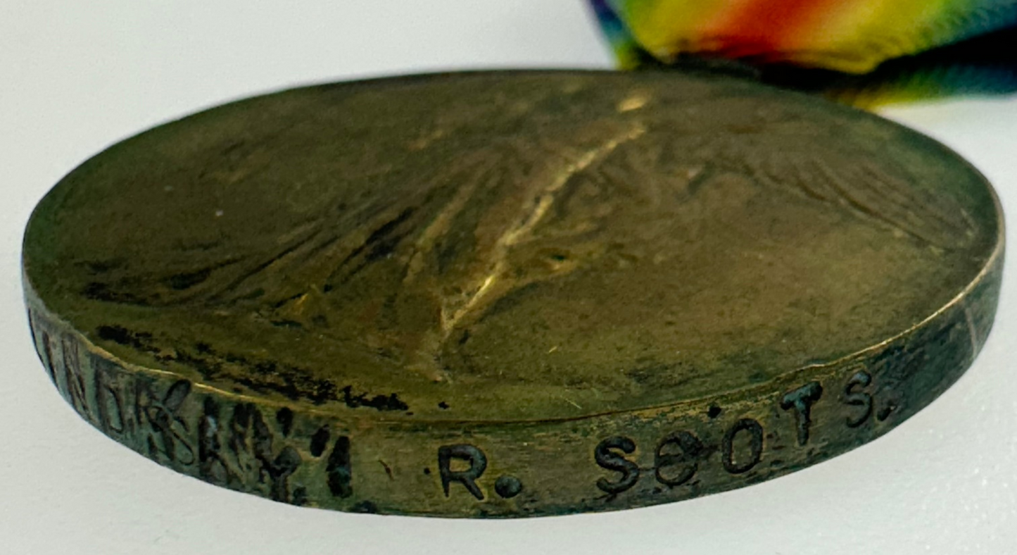 WWI Victory Medal - Royal Scots - Lindsay - KIA Ypres 1915