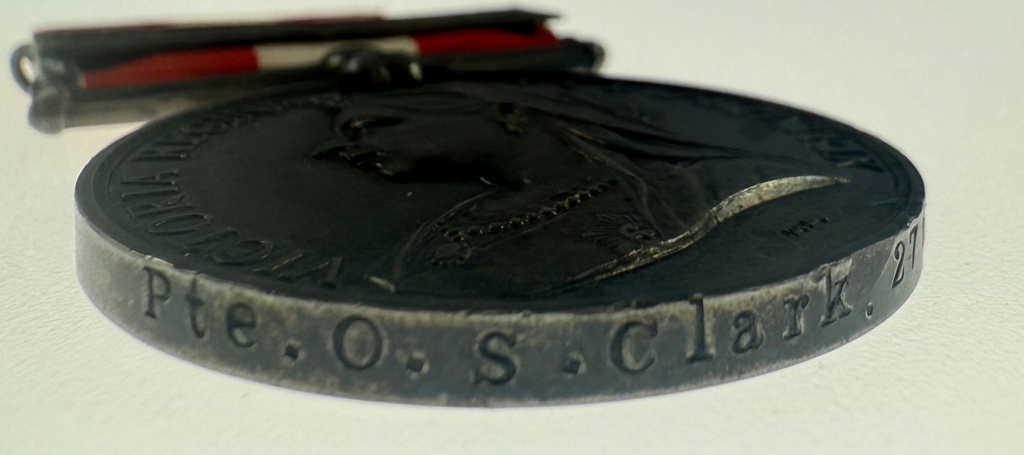 Canada General Service Medal - Fenian Raid 1870 - 27th Battalion (St. Clair Borderers) - Clark