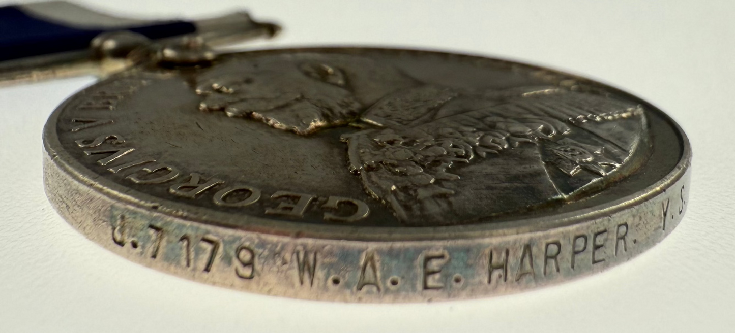 WWI Period - Royal Navy Long Service and Good Conduct Medal - HMS Cormorant - Harper