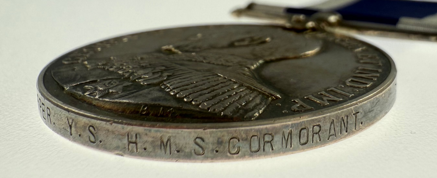 WWI Period - Royal Navy Long Service and Good Conduct Medal - HMS Cormorant - Harper