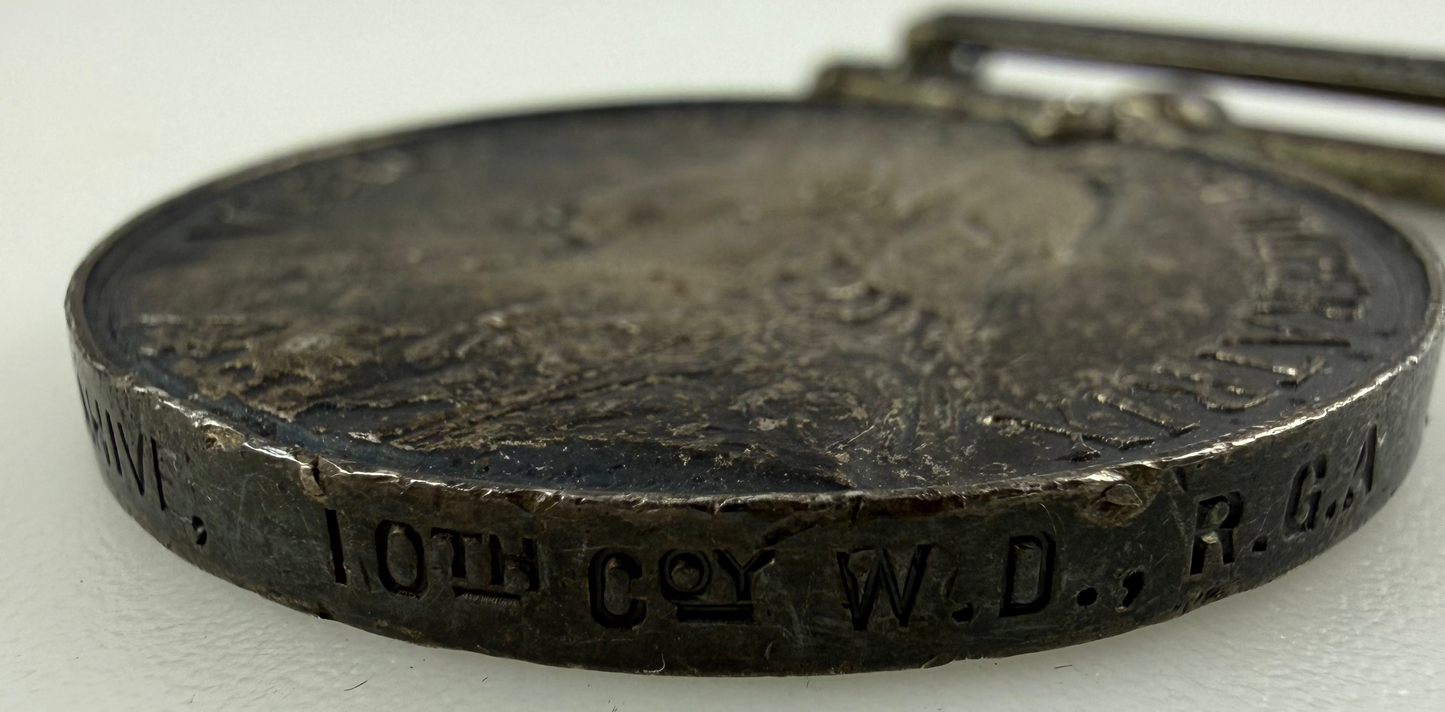 British – Victorian – Queen’s South Africa Medal – 10th Coy Western Division Royal Garrison Artillery – Late Royal Munster Fusiliers – Died - Flahive