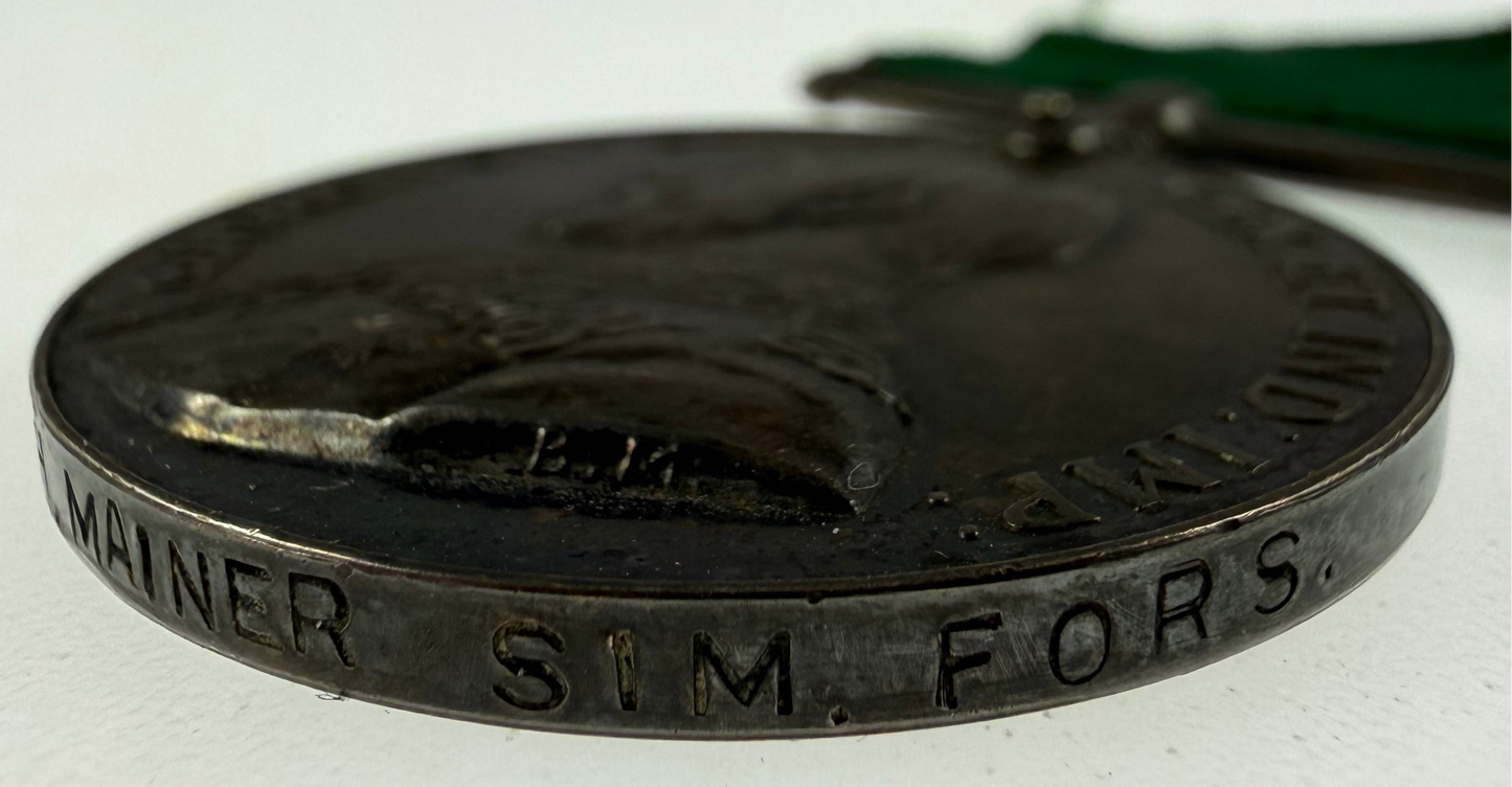 Canadian – WWI – Colonial Auxiliary Forces Long Service Medal and Orillia War Recognition Medal – Simcoe Foresters – Mainer
