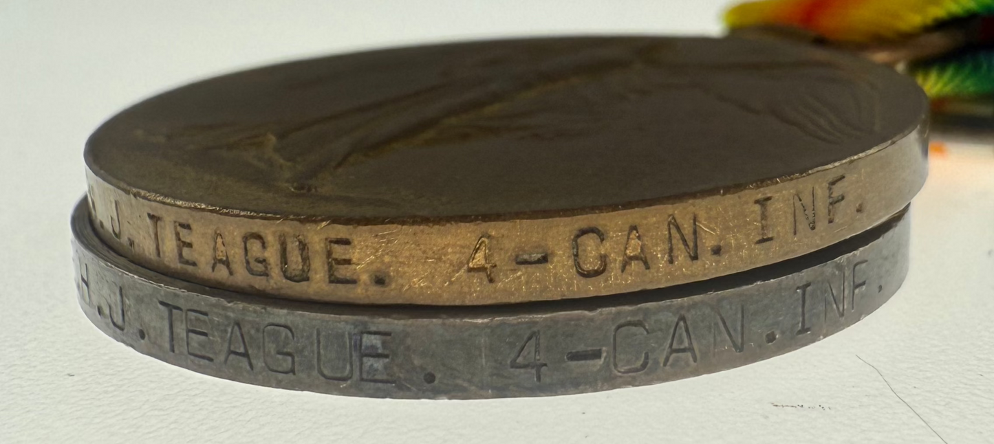 WWI Medal Pair to 4th Canadian Infantry Battalion - Teague