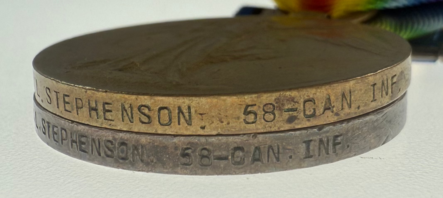 WWI Medal Pair to 58th Canadian Infantry Battalion - Stephenson