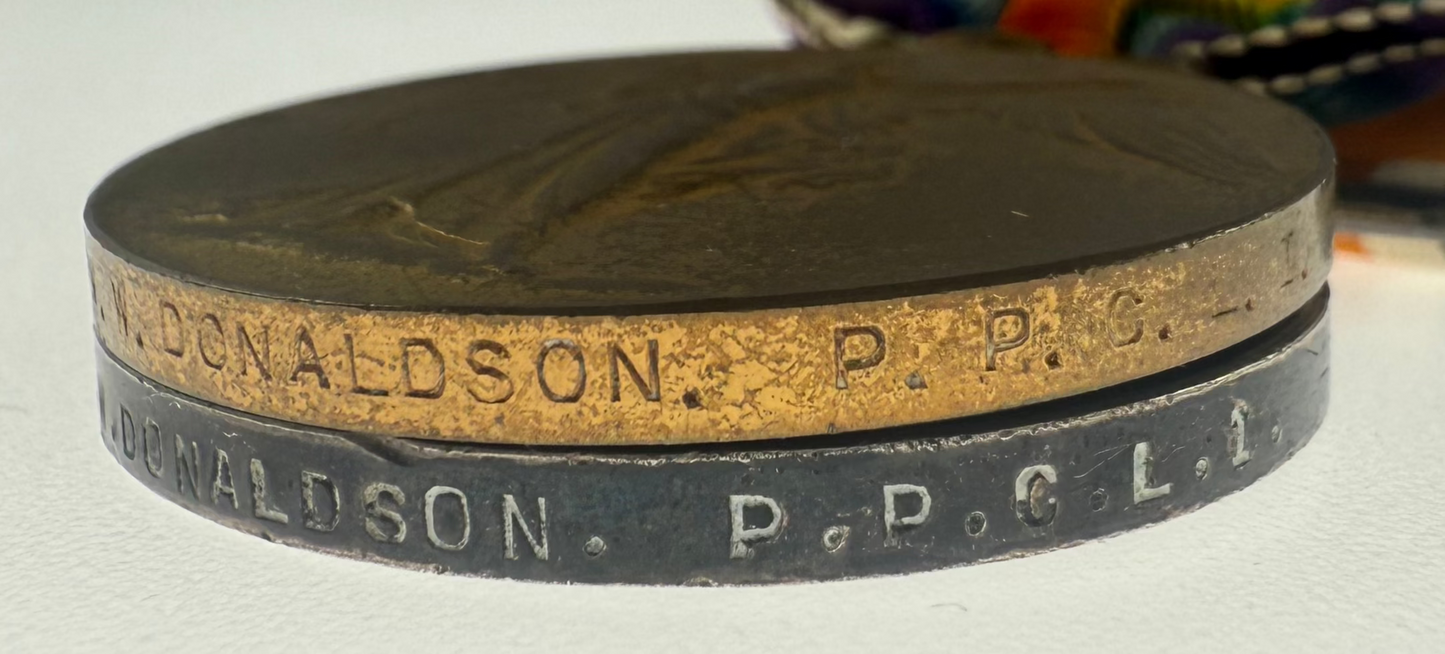 WWI 1914-15 Medal Trio to Princess Patricia's Canadian Light Infantry (P.P.C.L.I.) - NWMP - Donaldson - NWMP Service - KIA Frezenberg