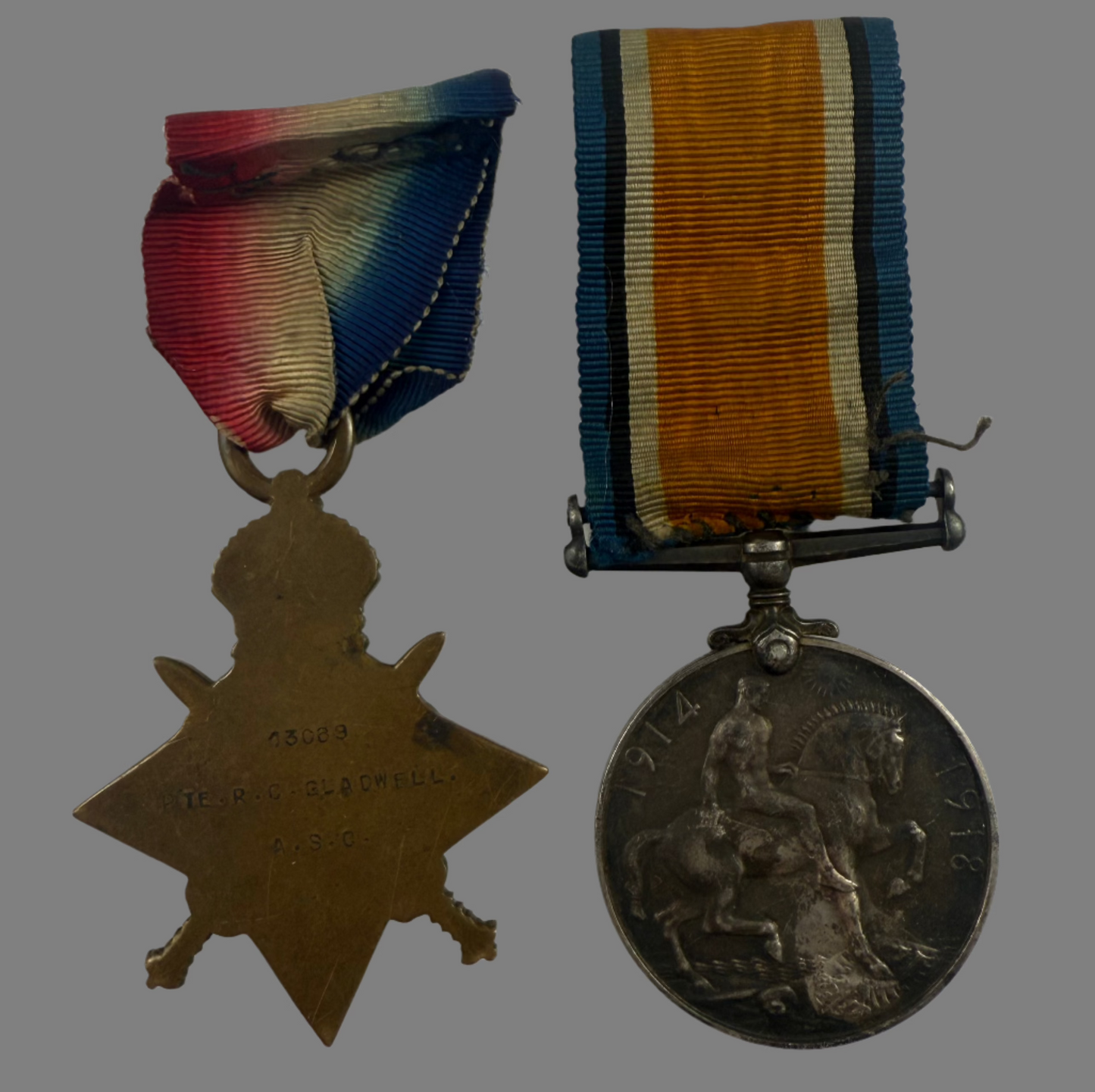 WWI 1914-15 Star and British War Medal to Army Service Corps - Gladwell