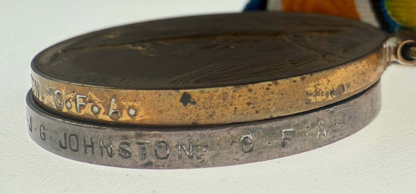 WWI Medal Pair to Canadian Field Artillery / RAF - Johnston