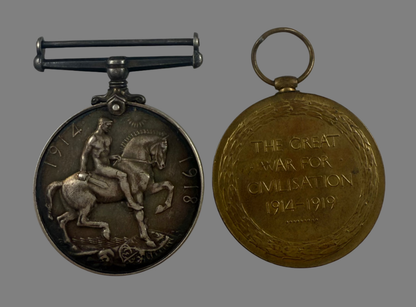 WWI Medal Pair to Gloucestershire Regiment - Lieutenant Lightbourn - From Bermuda - KIA