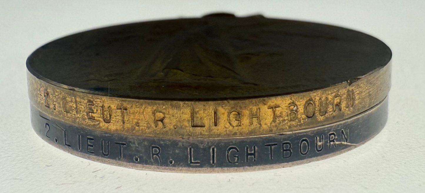 WWI Medal Pair to Gloucestershire Regiment - Lieutenant Lightbourn - From Bermuda - KIA