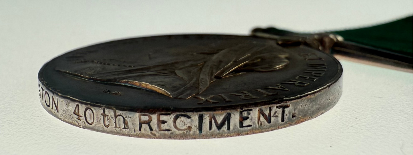 Victorian - Colonial Auxiliary Forces Long Service Medal to 40th (Northumberland) Regiment - Clouston