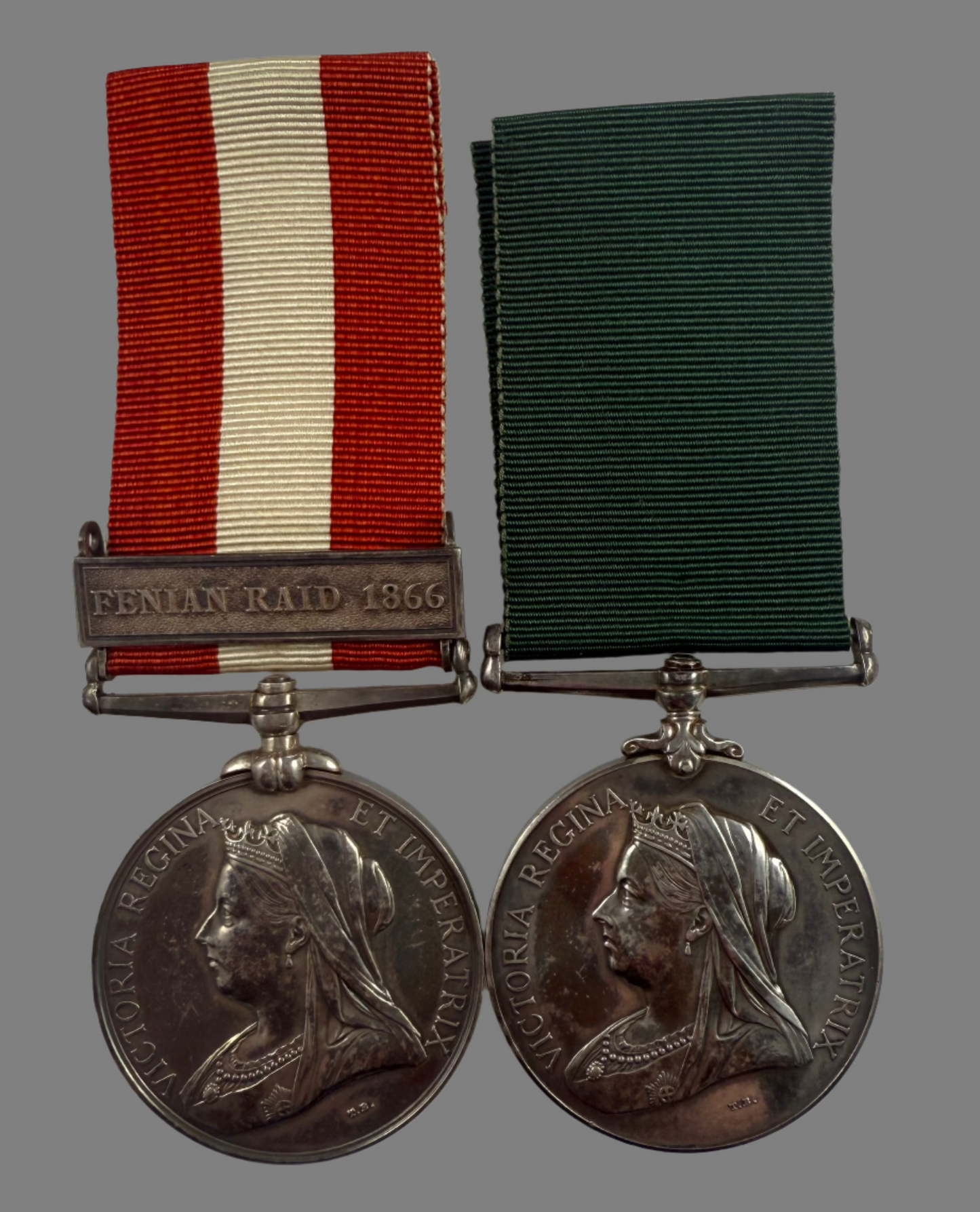 Victorian - Canada General Service Medal and Colonial Auxiliary Forces Long Service Medal Pair to 16th (Prince Edward) Regiment - Harris