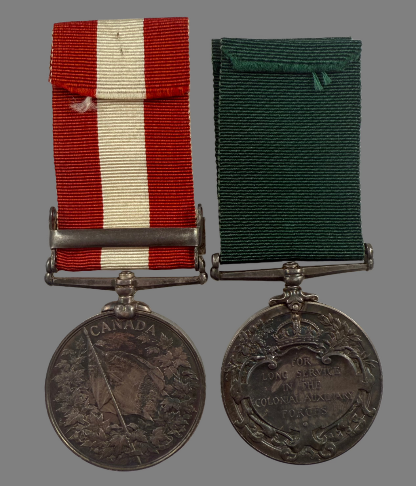 Victorian - Canada General Service Medal and Colonial Auxiliary Forces Long Service Medal Pair to 16th (Prince Edward) Regiment - Harris