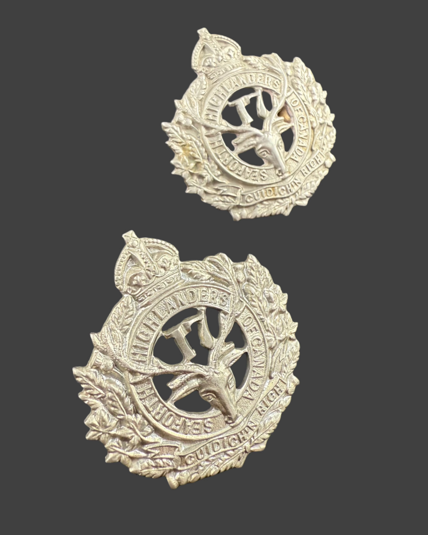 WWI - CEF Collar Badge Pair - 17th Canadian Infantry Battalion (Nova Scotia Highlanders)