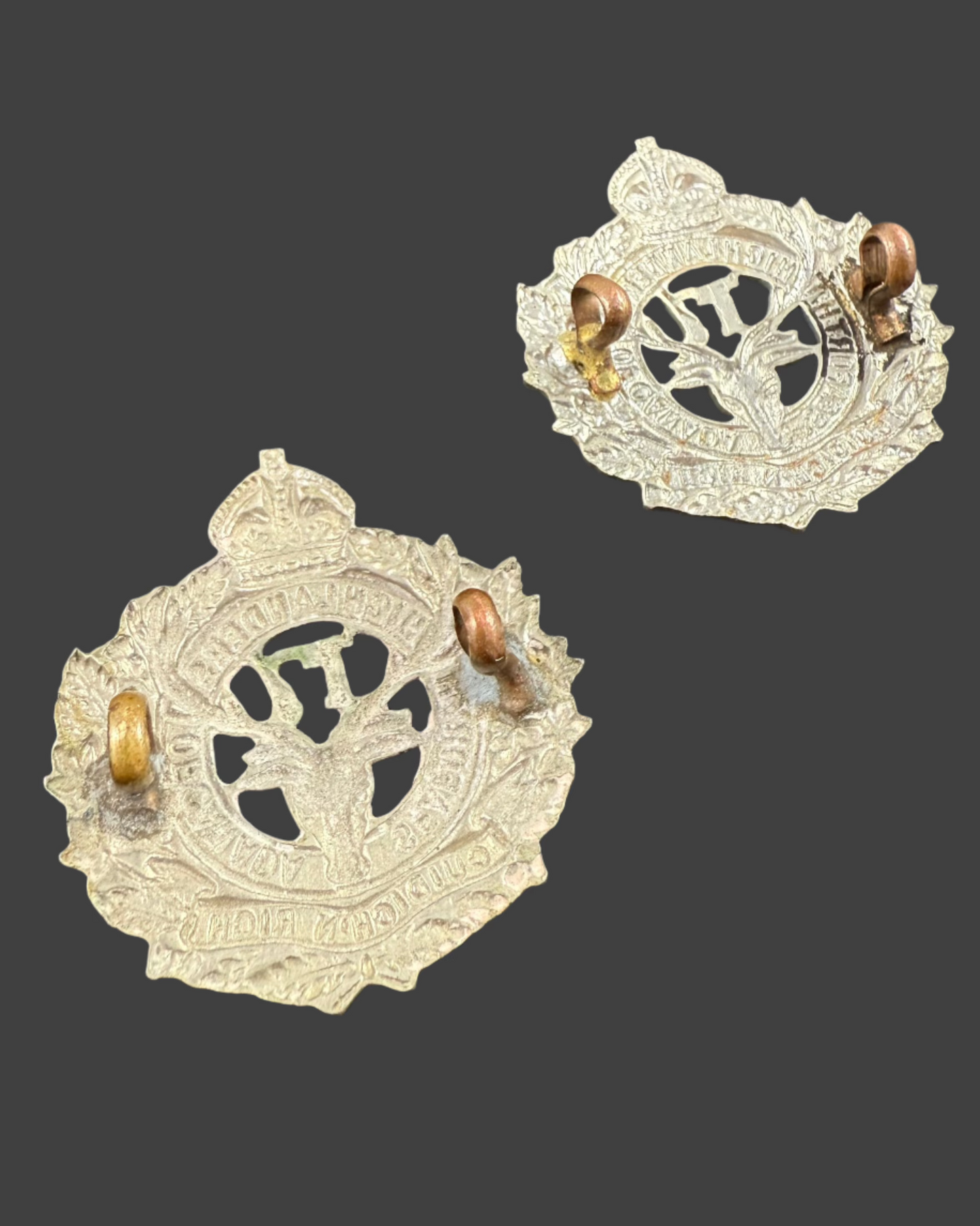 WWI - CEF Collar Badge Pair - 17th Canadian Infantry Battalion (Nova Scotia Highlanders)