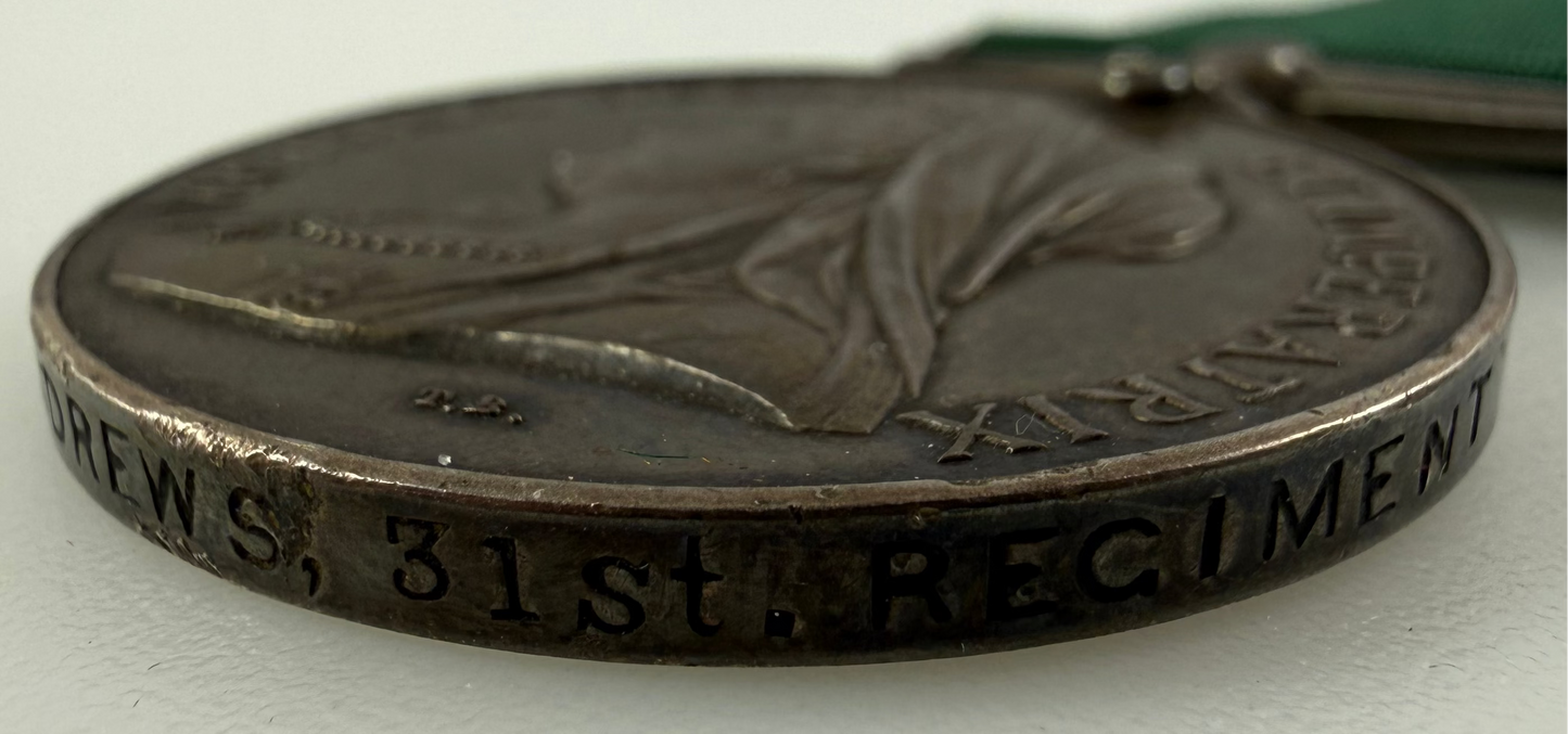Canadian – Victorian – Colonial Auxiliary Forces Long Service Medal – 31st Regiment (The Grey Regiment)– Andrews