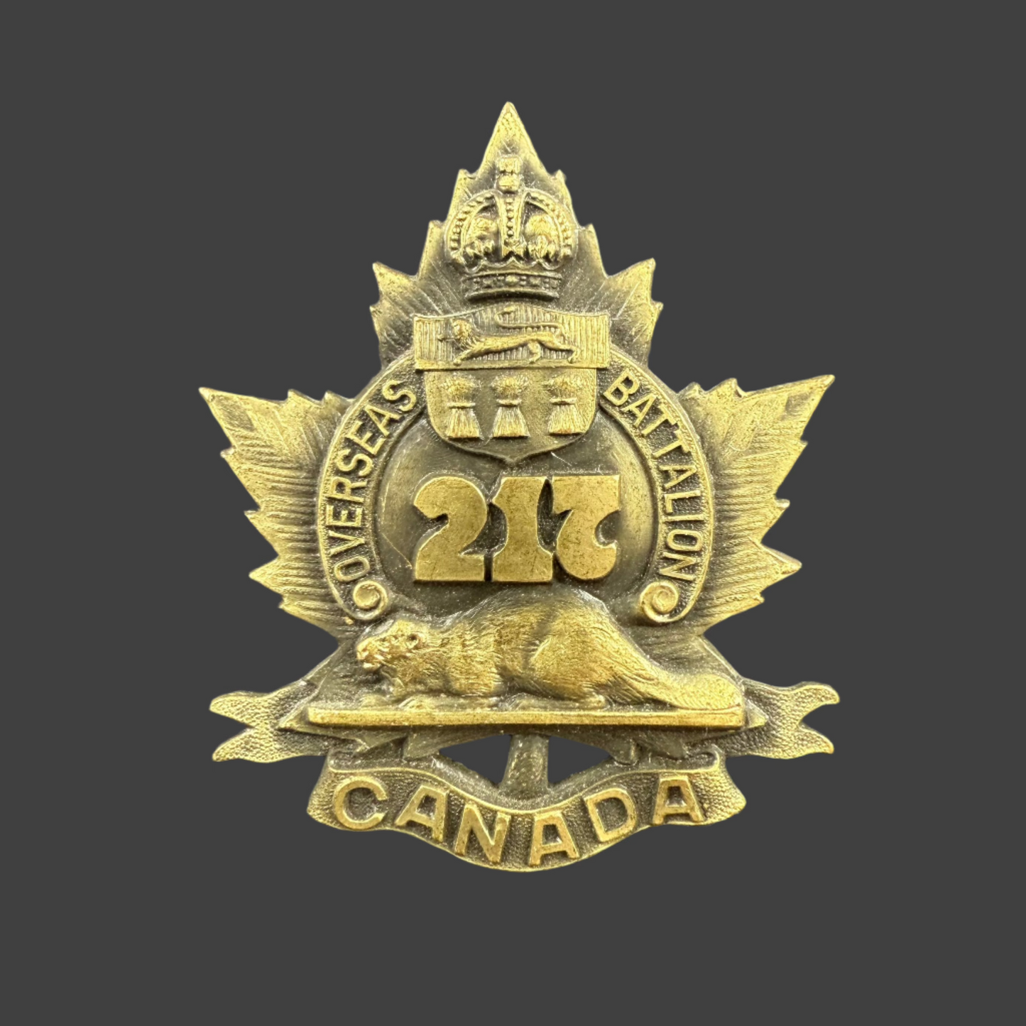 WWI - CEF Cap Badge - 217th Canadian Infantry Battalion (Qu'Appelle Battalion)