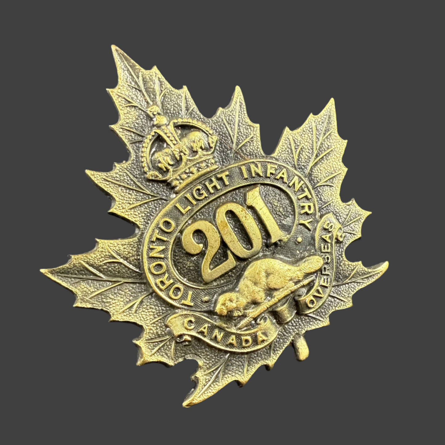 WWI - CEF Cap Badge - 201st Canadian Infantry Battalion (Toronto Light Infantry)