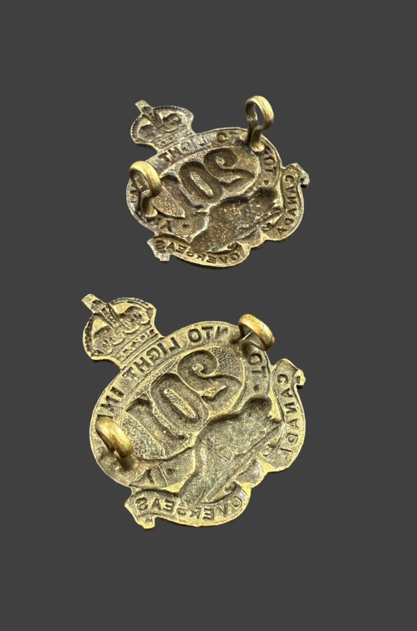 WWI - CEF Collar Badges - 201st Canadian Infantry Battalion (Toronto Light Infantry)