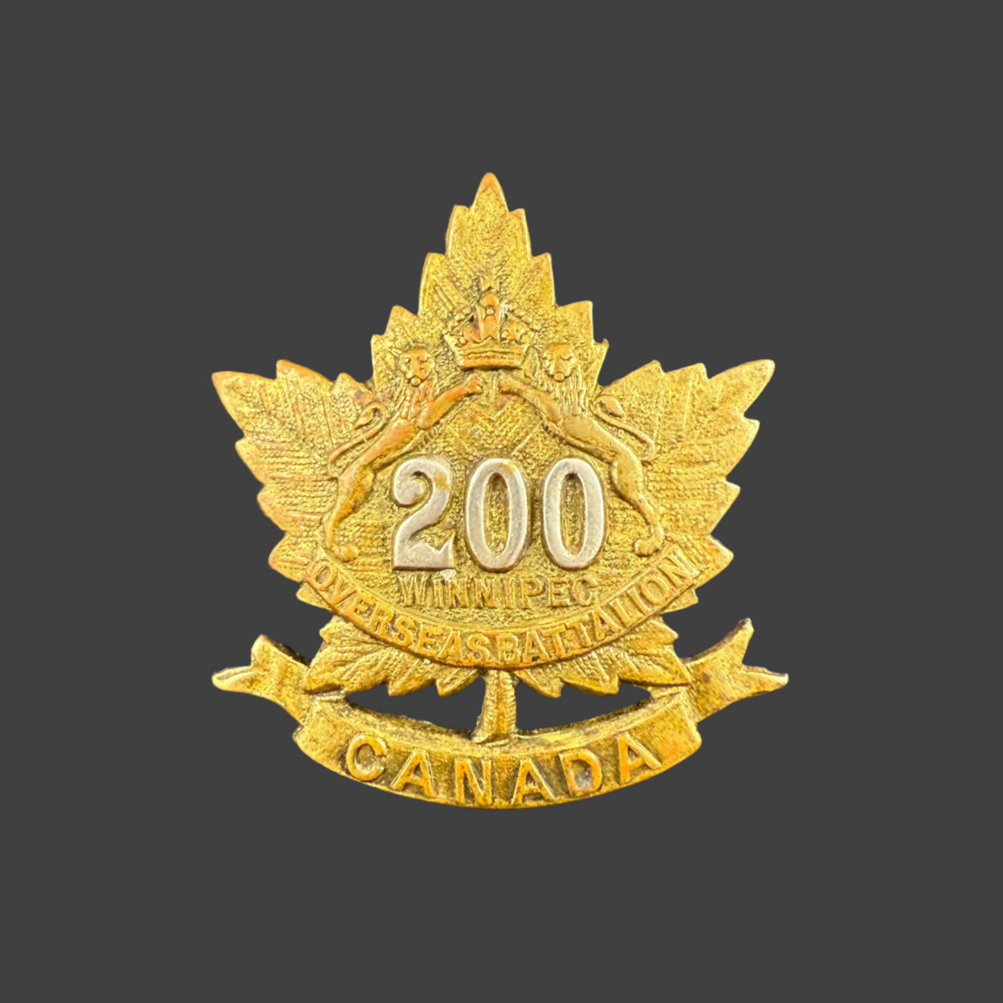 WWI - CEF Collar Badge - 200th Canadian Infantry Battalion (Winnipeg Battalion) - Birks