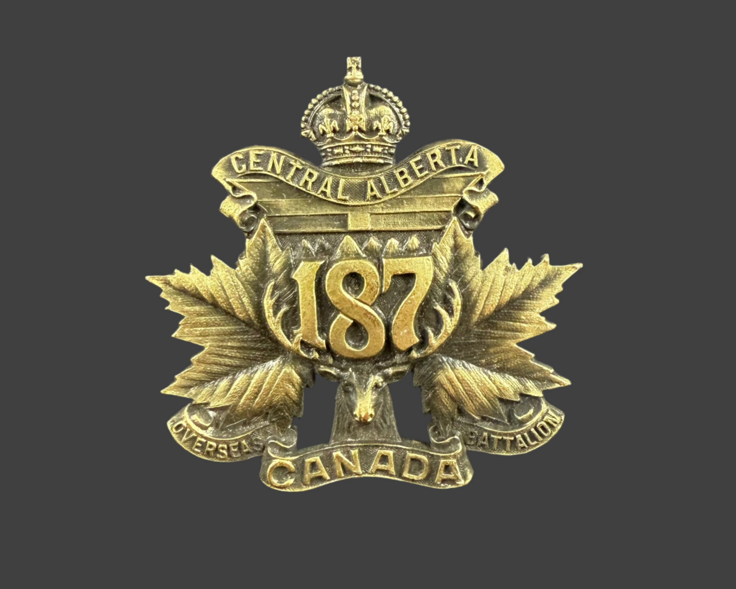 WWI - CEF Cap Badge - 187th Canadian Infantry Battalion (Central Alberta)