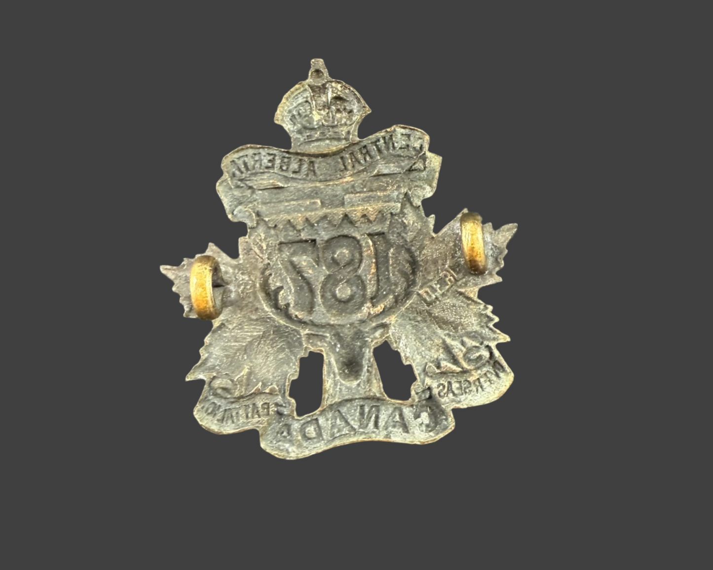 WWI - CEF Collar Badge - 187th Canadian Infantry Battalion (Central Alberta) - Black